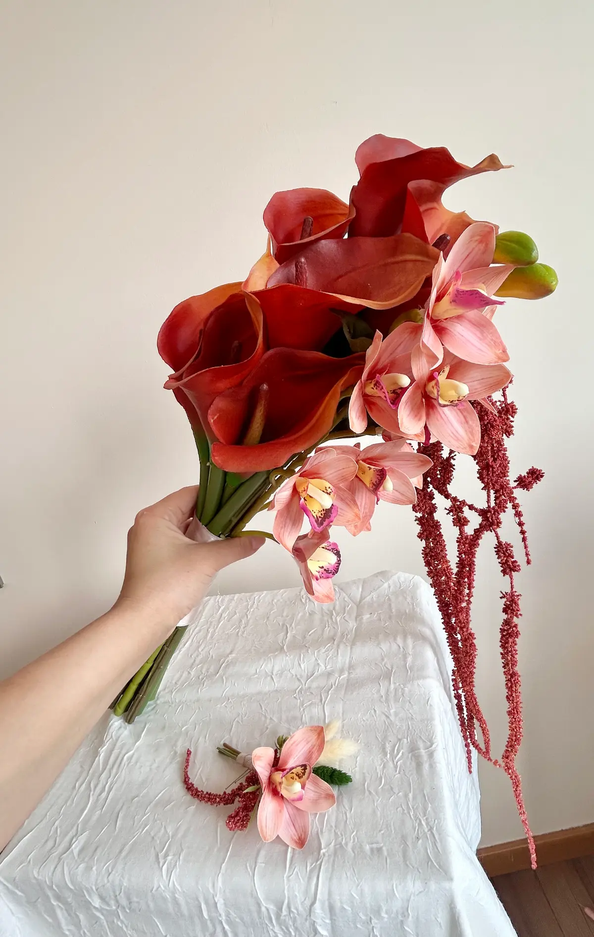 Bordo Gala-Orkide-Amaranthus Gelin Buketi - Görsel 3