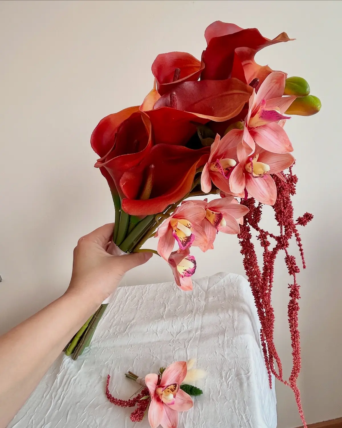 Bordo Gala-Orkide-Amaranthus Gelin Buketi - Görsel 4